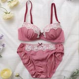 ピンク | 【EFカップ】ふんわりガーリーシフォン3/4カップブラ&ショーツ | palissee