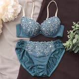 グリーン | 【EFカップ】大花ラメチュール 3/4カップブラ&ショーツ | palissee