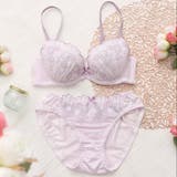 パープル | ふんわりフラワーレース 3/4カップブラ&ショーツ | palissee
