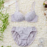 パープル | 【EFカップ】ボーラーシフォンフラワー３/４カップブラ＆ショーツ  | palissee