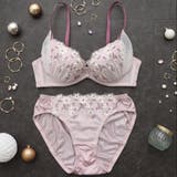 ピンク | フラワーチュールレイヤード3/4カップブラ&ショーツ  | palissee