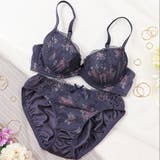 ネイビー | アンティークローズプリント 3/4カップブラ&ショーツ | palissee
