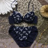 ネイビー | プチフルールオーガンジー ３/４カップブラ＆ショーツ  | palissee