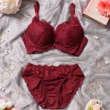 ワイン | 【脇高】カシュクールレース ３/４カップブラ＆ショーツ  | palissee