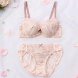 ピンク | 【EFカップ】フェミニンフラワーガーデンプリント ３/４カップブラ＆ショーツ  | palissee