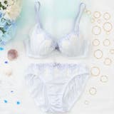 サックス | 【EFカップ】フラワーブーケチュールレース 3/4カップブラ&ショーツ | palissee