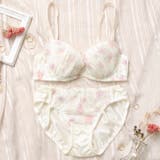 アイボリー | クラシカルフラワープリント 3/4カップブラ&ショーツ | palissee