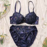 ネイビー | クラシカルフラワープリント 3/4カップブラ&ショーツ | palissee