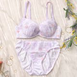 パープル | クラシカルフラワープリント 3/4カップブラ&ショーツ | palissee