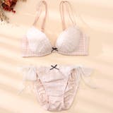 ベージュ | ギンガムチェックフラワー3/4カップブラ&ショーツ  | palissee