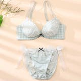ミント | ギンガムチェックフラワー3/4カップブラ&ショーツ  | palissee