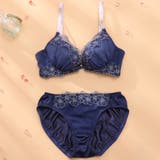 ネイビー | ニュアンスフルール3/4カップブラ&ショーツ | palissee