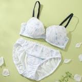 サックス | アンティークフラワープリント３/４カップブラ＆ショーツ  | palissee