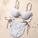 サックス | 【EFカップ】3wayストラップフラワーレース3/4カップブラ&ショーツ | palissee