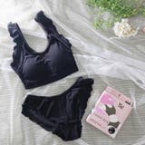 ブラック | 可愛くて、しめつけない。 リラックスインナー ノンワイヤーブラ＆ショーツセット | palissee