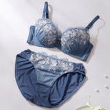 ネイビー | 【EFカップ】フローラルレース3/4カップブラ&ショーツ | palissee