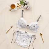 パープル | クラシカルガーリー3/4カップブラ&バックレースフレアショーツ | palissee