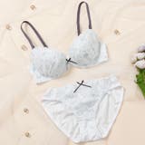 サックス | ロマンスフルール3/4カップブラ&バックレースフレアショーツ | palissee