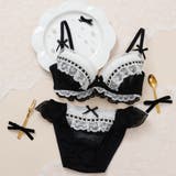 ブラック | 【EFカップ】ジェラートフリルレース３/４カップブラ＆ショーツ  | palissee