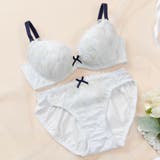 サックス | ストライプマーガレット ３/４カップブラ＆ショーツ  | palissee