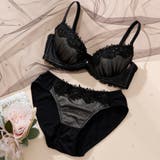ブラック | ドットビジュー 3/4カップブラ&ショーツ | palissee
