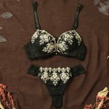 ブラック | 【脇高】エレガンスオーナメント ３ ４モールドカップブラ＆バックレースTバック | palissee