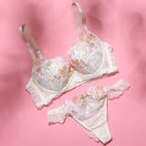 アイボリー | 【脇高】フェミニン大花刺繍３ ４モールドカップブラ＆バックレースTバック BCD | palissee