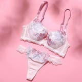 ピンク | 【脇高】フェミニン大花刺繍３ ４モールドカップブラ＆バックレースTバック EF | palissee