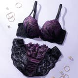 パープル | 【脇高】グランローズ３ ４モールドカップブラ＆バックレースショーツ A | palissee