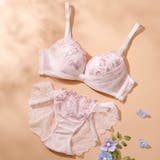 ピンク | 【脇高】フルーレットリボン３ ４モールドカップブラ＆バックレースショーツ B | palissee