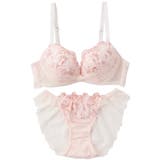 【脇高】フルーレットリボン３ ４モールドカップブラ＆バックレースショーツ E | palissee | 詳細画像5 