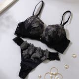 ブラック | 【脇高】シャイニーリリー３ ４モールドカップブラ＆バックレースTバック B | palissee