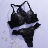 ブラック | フロントホック背中見せ3 4モールドカップブラ&Tバックショーツ A | palissee