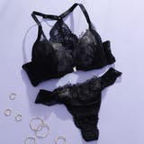 ブラック | フロントホック背中見せ3 4モールドカップブラ&Tバックショーツ E | palissee