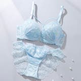 サックス | 【脇高】ロマンティックヘヴン３ ４モールドカップブラ＆バックレースショーツ B | palissee