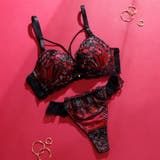 レッド | 【脇高】ヴェルヴェットアイヴィ３ ４モールドカップブラ＆バックレースTバック B | palissee