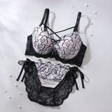 パープル | 【脇高】ノワールローズ 脇高ブラ&バックレースひもショーツ E F | palissee