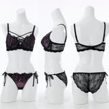 【脇高】ノワールローズ 脇高ブラ&バックレースひもショーツ E F | palissee | 詳細画像3