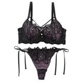 【脇高】ノワールローズ 脇高ブラ＆Tバックひもショーツ  E F | palissee | 詳細画像13 