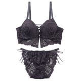 ビスチェ風モノトーンレースアップ 脇高ブラ＆バックレースショーツ A | palissee | 詳細画像14 