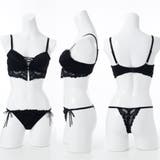 ビスチェ風モノトーンレースアップ 脇高ブラ＆Tバックショーツ A | palissee | 詳細画像4 