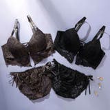 ビスチェ風モノトーンレースアップ 脇高ブラ＆バックレースショーツ E | palissee | 詳細画像2 