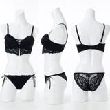 ビスチェ風モノトーンレースアップ 脇高ブラ＆バックレースショーツ E | palissee | 詳細画像4 