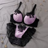 パープル | 【脇高】 ノーブルリボン 脇高ブラ&バックレースショーツ A B C D | palissee