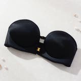 ブラック | ずれないフロントホックストラップレスブラ(S・M・Lサイズ) | palissee