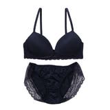 ネイビー | 【ノンワイヤー】無地ツーウェイノンワイヤーブラ&ショーツ | palissee