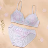 パープル | 【ノンワイヤー】フラワープリント ノンワイヤーブラ&ショーツ | palissee
