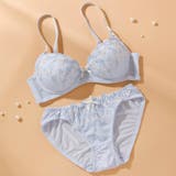 サックス | シアーフラワー ３/４モールドカップブラ＆ショーツ | palissee