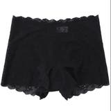 ブラック | フェムケア吸水サニタリーショーツ（ボクサーシームレスレースタイプ） | palissee