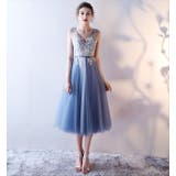 パーティードレス ブルー 刺繍 | パーティードレス通販 Precious Lady | 詳細画像2 